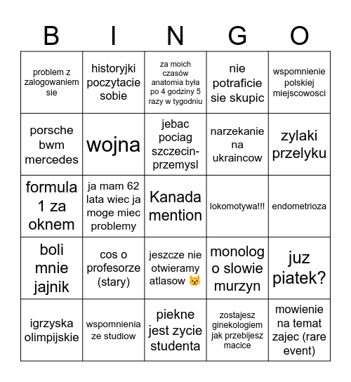 czarek Bingo Card