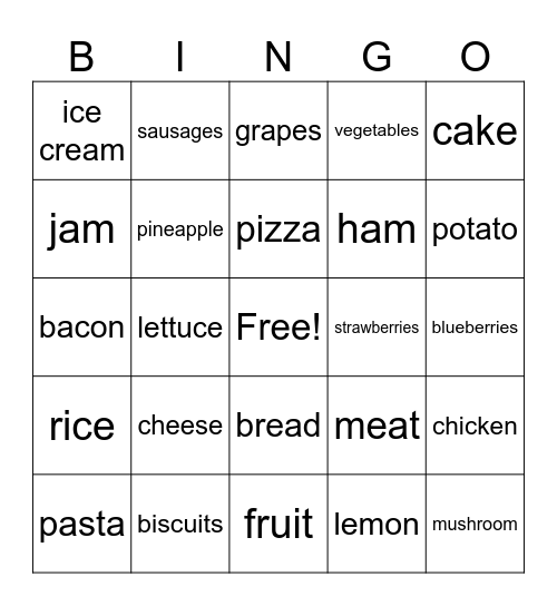 FOOD Bingo Card