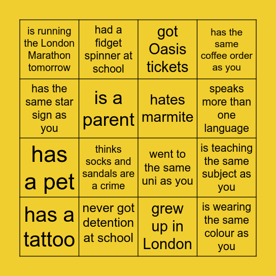 FIND SOMEONE WHO... Bingo Card