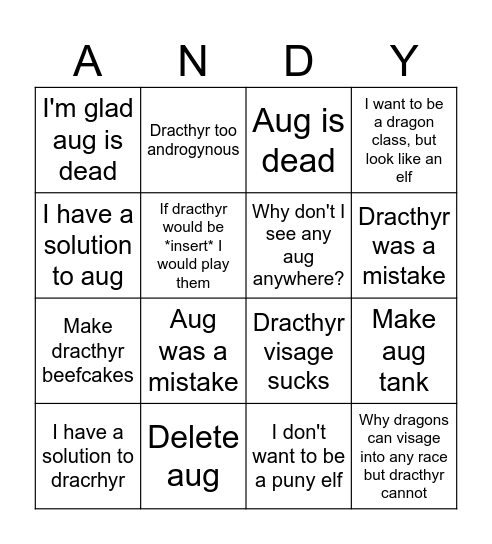 r/wow dracthyr poster Bingo Card