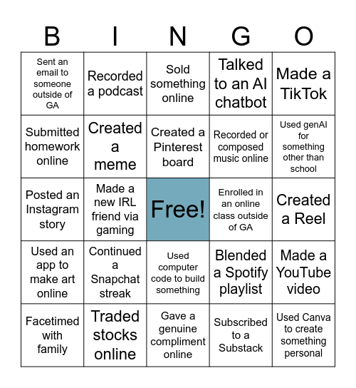 In the past three months have you ever??? Bingo Card