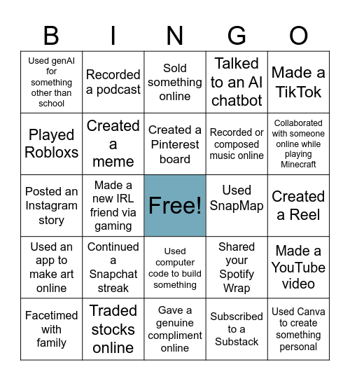 In the past two weeks have you ever? Bingo Card
