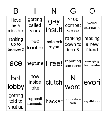 Next time we play val Bingo Card