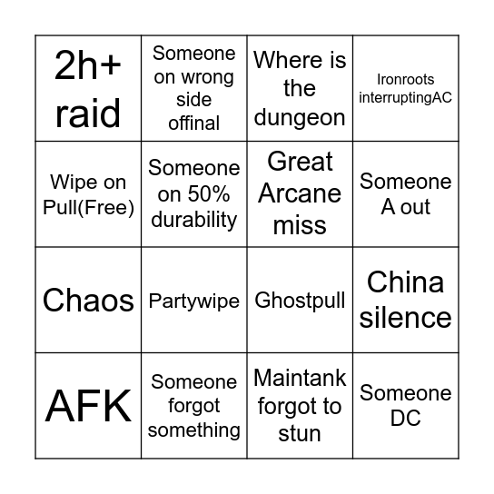 Shiiwa Experience Bingo Card