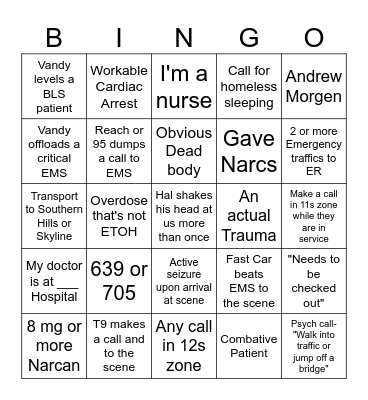 Downtown Bingo Card