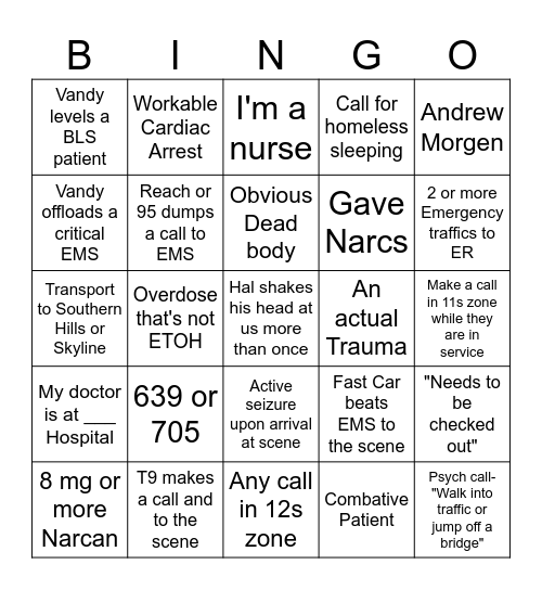 Downtown Bingo Card