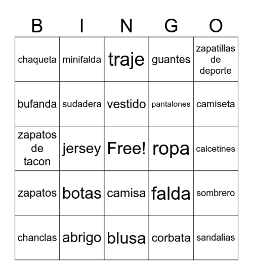 1 Bingo Card