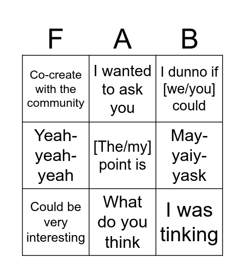 Fabrizio in a meeting V2 Bingo Card