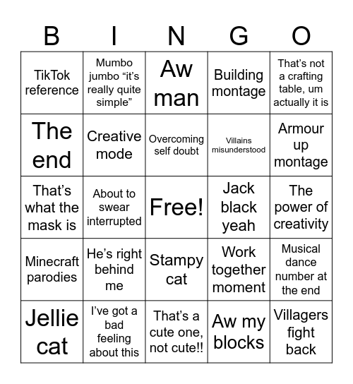 Minecraft Bingo Card