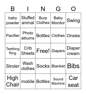 Baby Bingo Card