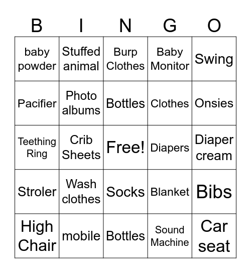 Baby Bingo Card