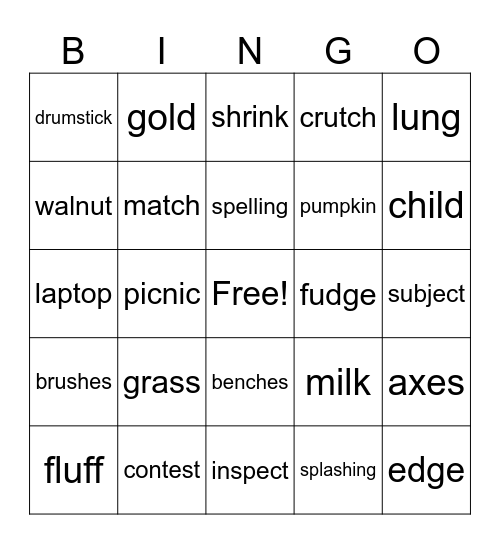 Brainspring Layer 2 Final Spell Check Bingo Card