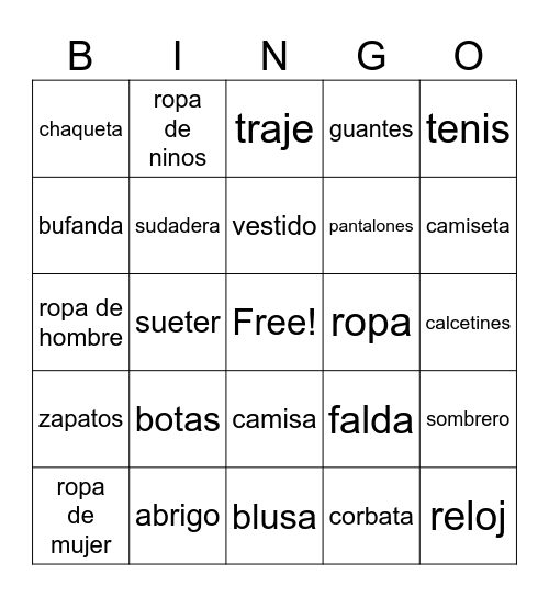 1 Bingo Card