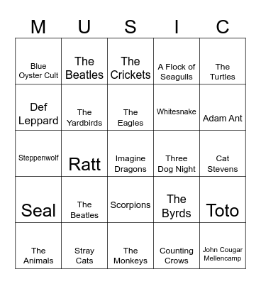Animals Bingo Card