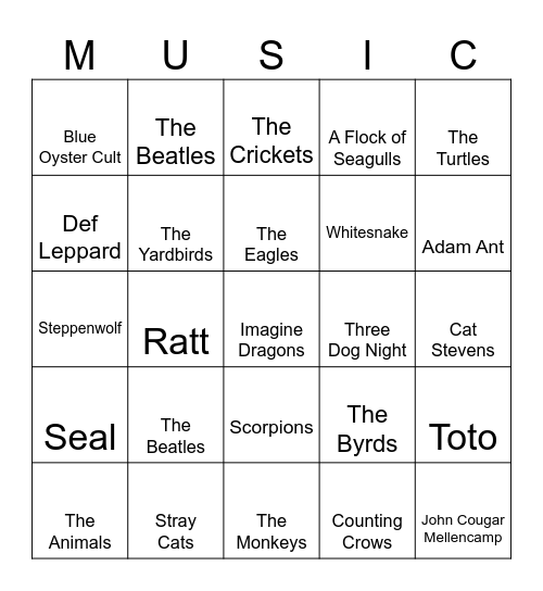 Animals Bingo Card