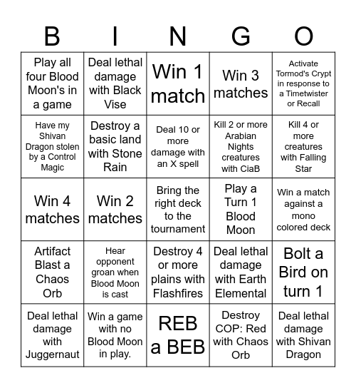 Big Red Bingo Card