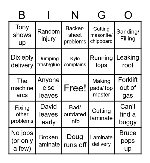 Robertson BINGO (laminate edition) Bingo Card