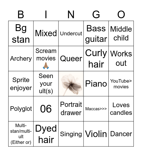 DJ’s bingo Card