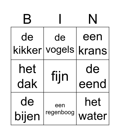 Lente Bingo Card