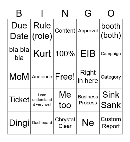 WD Learning Bingo Card