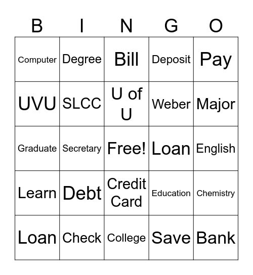 Money Bingo Card