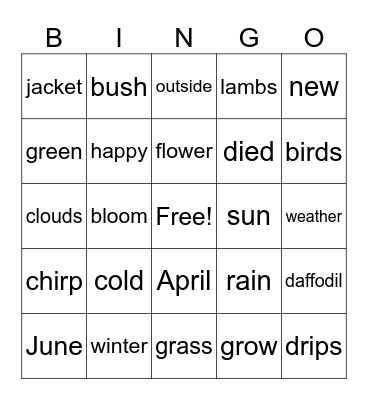 Spring BINGO! Bingo Card