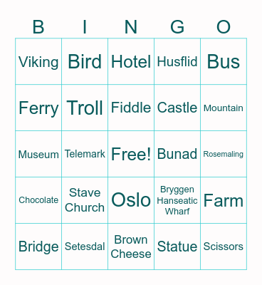 Norway 2025 Bingo Card