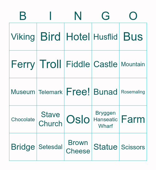 Norway 2025 Bingo Card