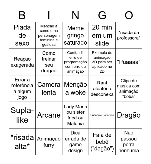 Sexta Bingo Card