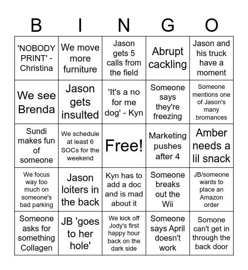 Office Bingo Card