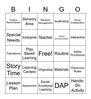 Early Childhood Education Bingo Card