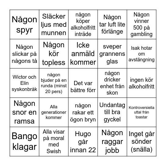 Bingo Bango Bongo Bish Bash Bosh (Mild Version) Bingo Card