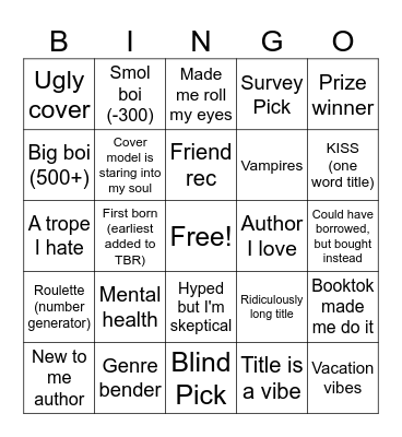 TBR Bingo Card