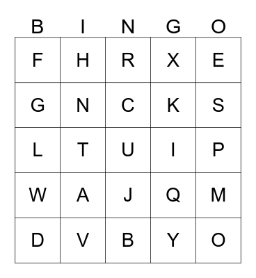 Alphabet Bingo Card