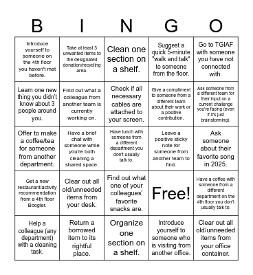 4th Floor "Spring Time Connect & Bingo" Bingo Card