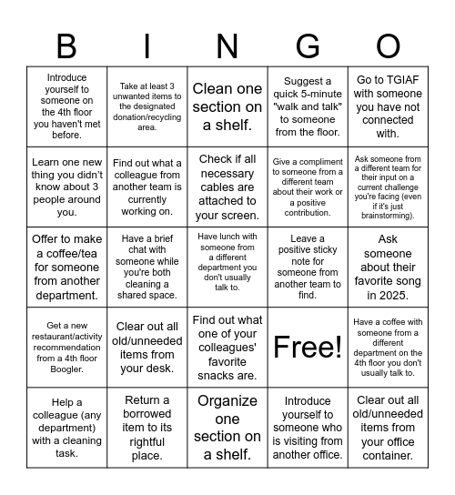 4th Floor "Spring Time Connect & Bingo" Bingo Card