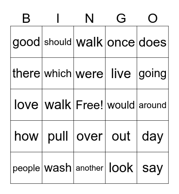 RED WORDS Bingo Card