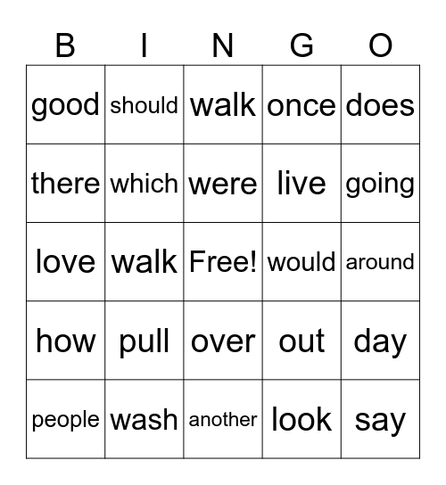 RED WORDS Bingo Card
