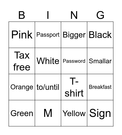 season 2 shopping/check in Bingo Card