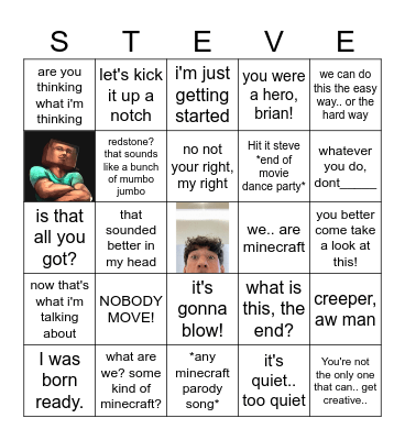 MINECRAFT Bingo Card