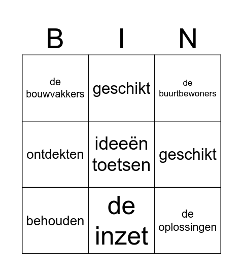 Woordenschat bingo! Bingo Card