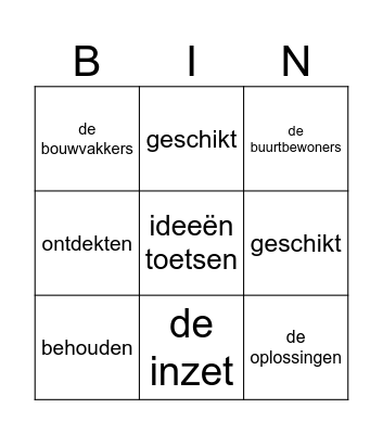 Woordenschat bingo! Bingo Card