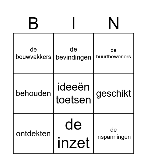 Woordenschat bingo! Bingo Card