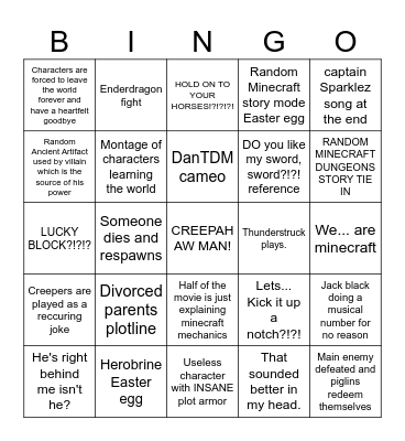 minecraft movie predictionsBingo Card