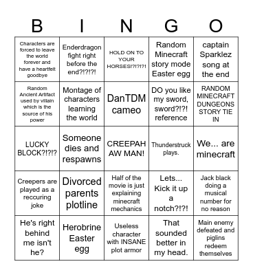 minecraft movie predictionsBingo Card