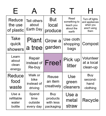 Earth Day Bingo Card
