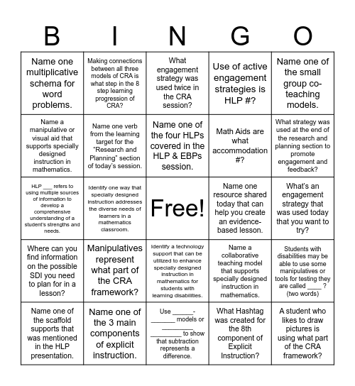 JITA BINGO 4/12/25 Bingo Card