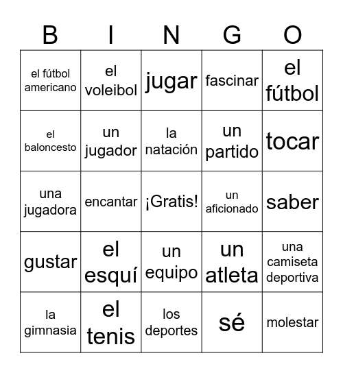 Lección 18 Bingo Card
