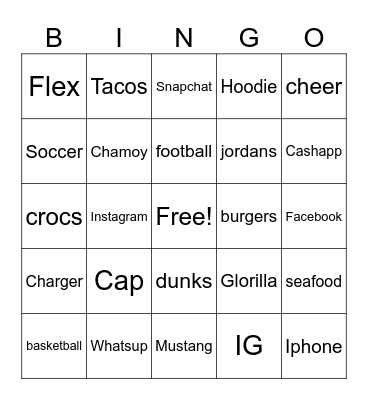 TEEN Bingo Card