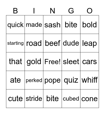 2nd Grade Bingo Card